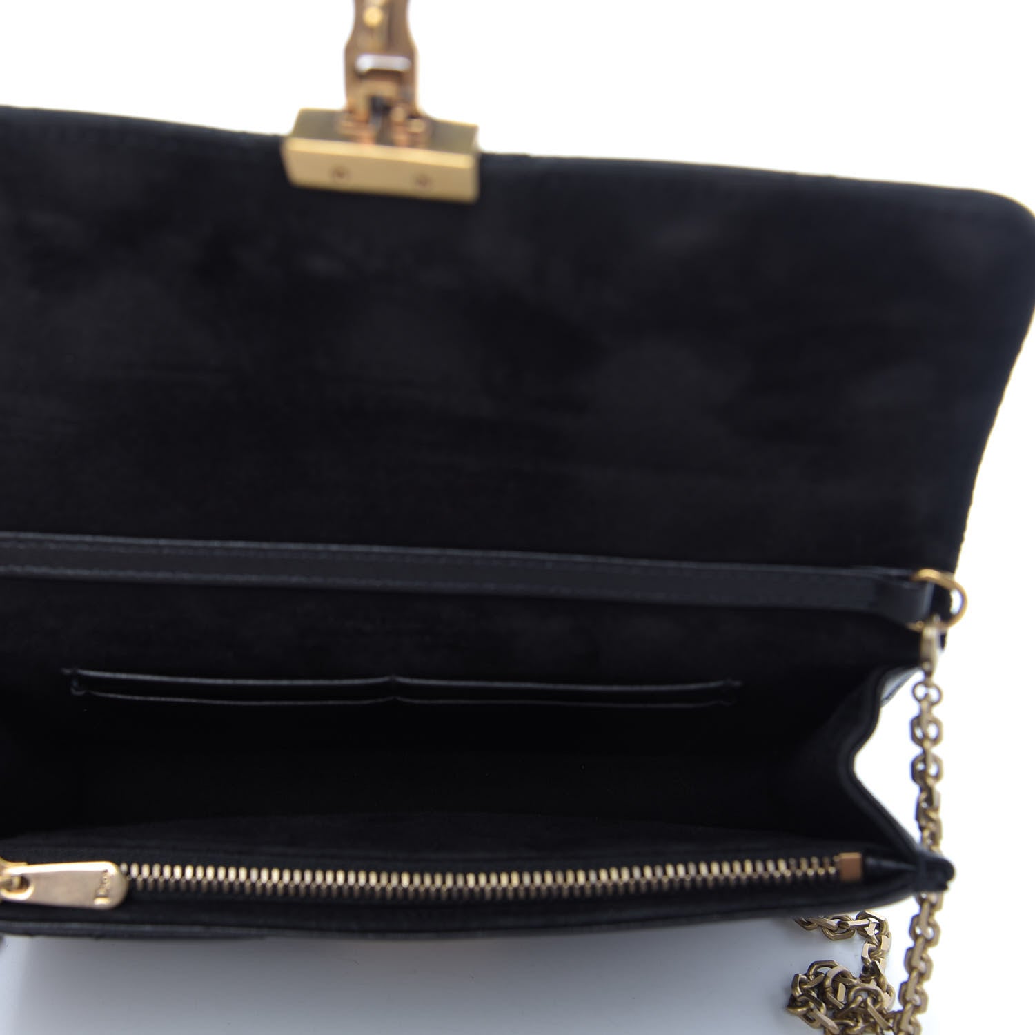 Christian Dior Lambskin Cannage Dioraddict Wallet on Chain Clutch Black 5 of 10