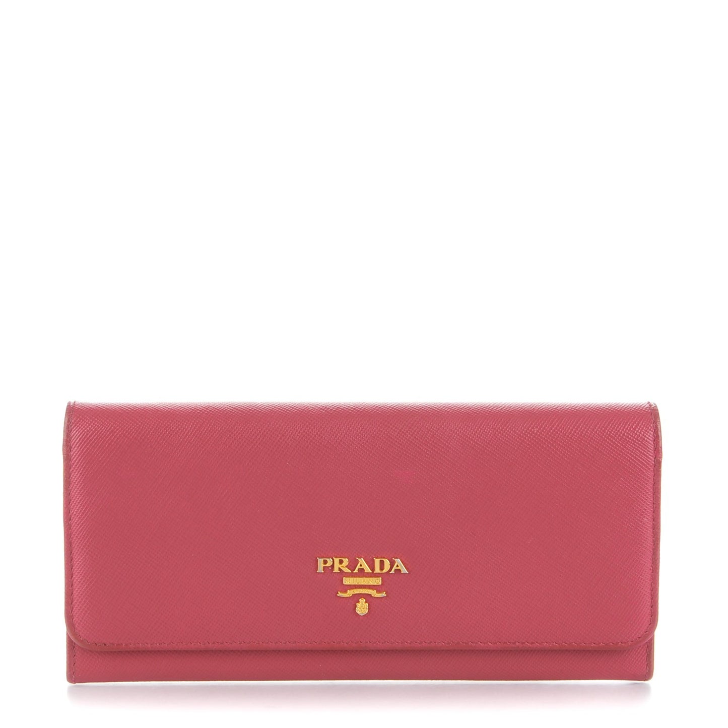 Saffiano Bi-Color Metal Continental Flap Wallet Fragola Talco