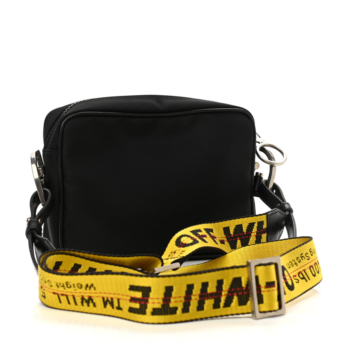 Nylon Diag Striped Crossbody Bag Black White