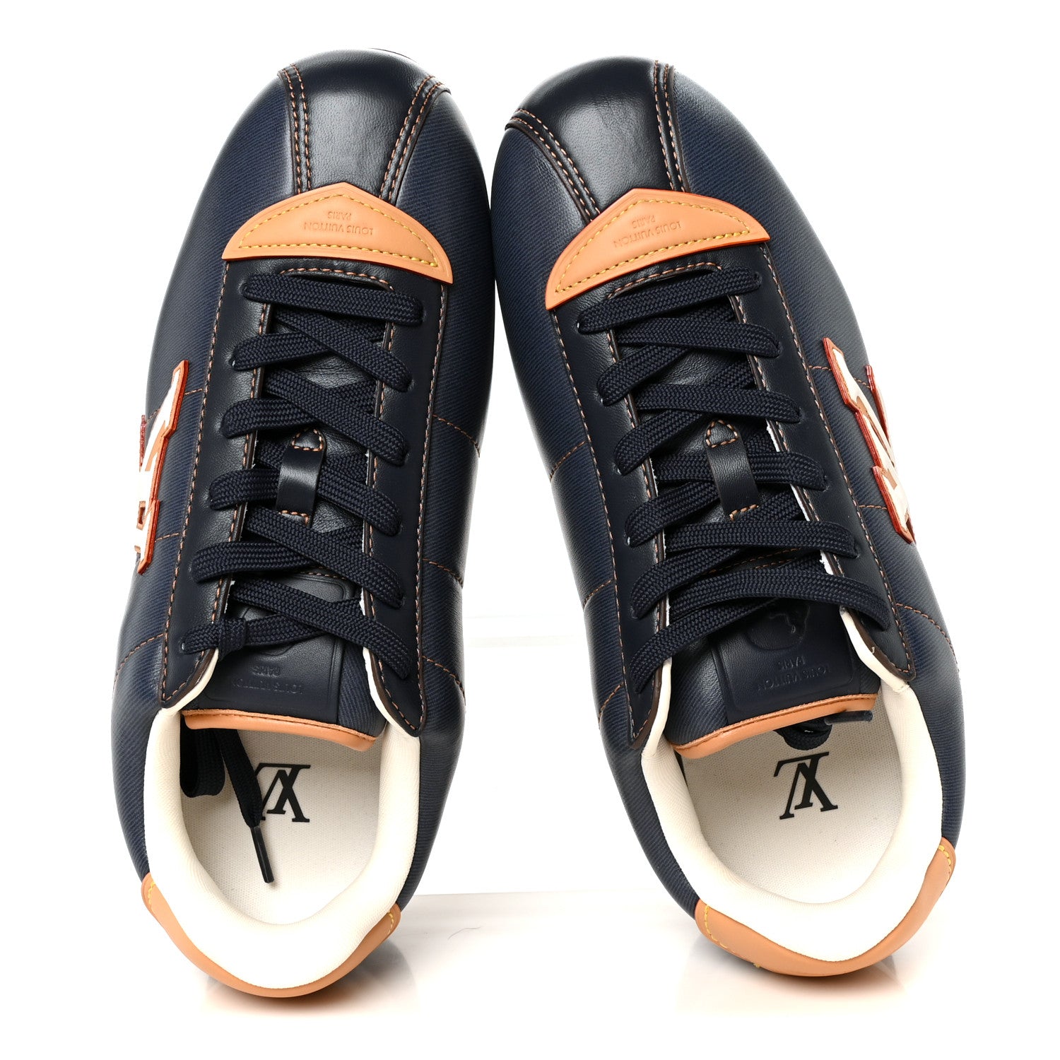 Louis Vuitton Denim Effect Lambskin Mens LV Buttersoft Sneakers 9.5 Navy Blue 2 of 10