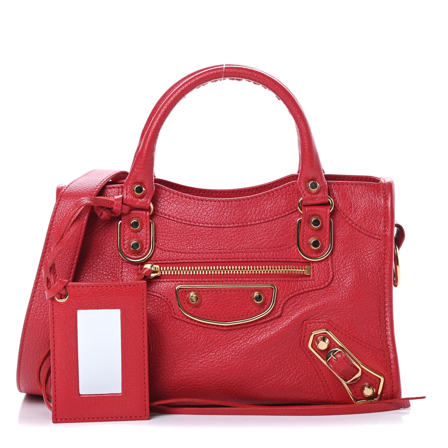 Chevre Gold Metallic Edge Hardware Mini City Rouge Grenade