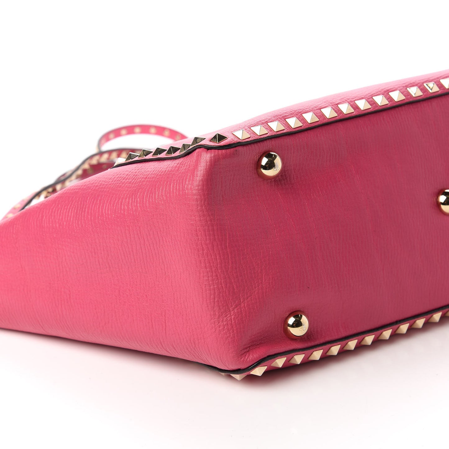 Textured Calfskin Medium Rockstud Tote Pop Fuxia