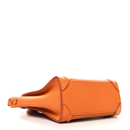 Celine Drummed Calfskin Nano Luggage Bright Orange 4 of 12