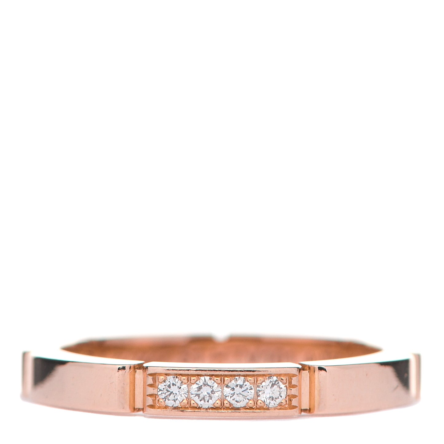 18K Pink Gold Diamond Maillon Panthere Wedding Band Ring 51 5.75