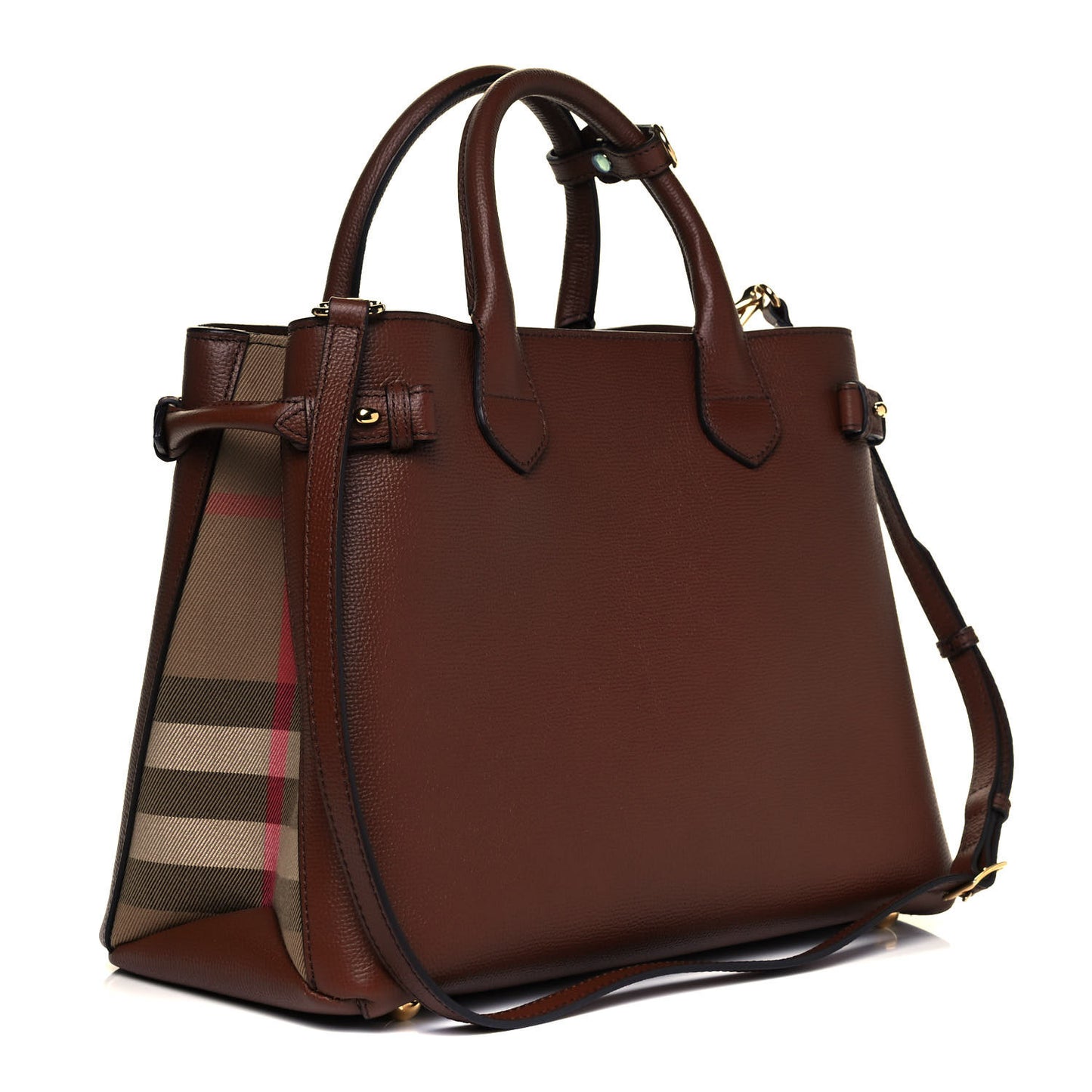 Grainy Calfskin House Check Medium Banner Tote Tan