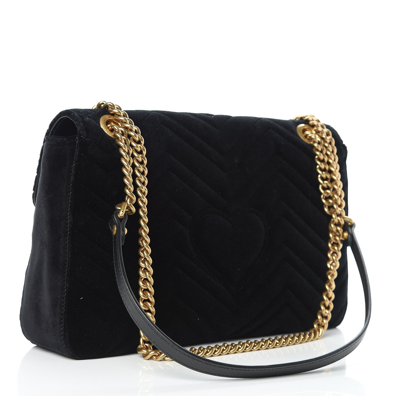 Gucci Velvet Matelasse Loved Embroidered Medium GG Marmont Shoulder Bag Black 3 of 11