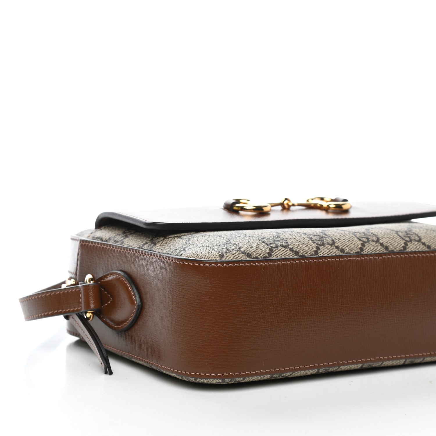 Gucci GG Supreme Monogram Small Horsebit 1955 Shoulder Bag Beige Brown Sugar 8 of 11