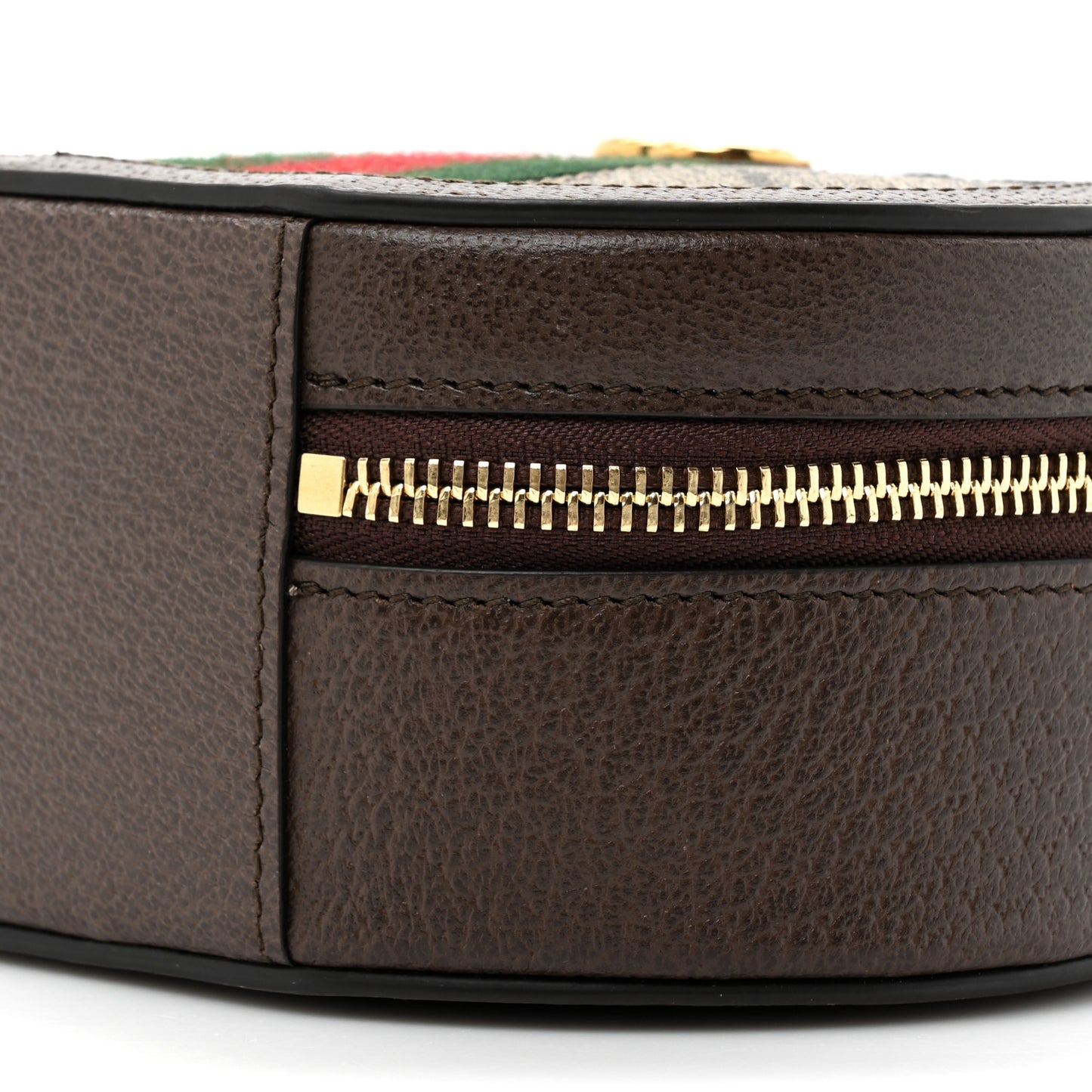 GG Supreme Monogram Top Handle Web Mini Ophidia Round Shoulder Bag Brown
