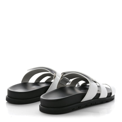 Hermes Calfskin Womens Chypre Sandals 37.5 White 4 of 10