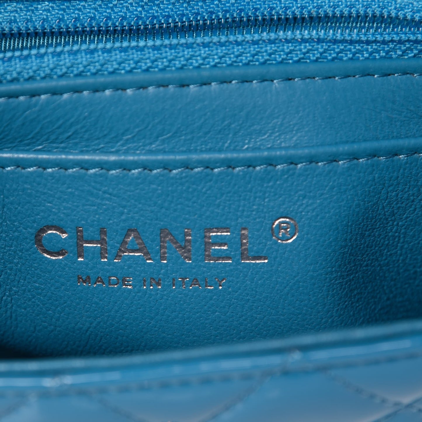 Patent Quilted Mini Rectangular Flap Turquoise