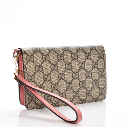 Gucci GG Supreme Monogram Embroidered Face iPhone 6 Case Wristlet Pink 3 of 8