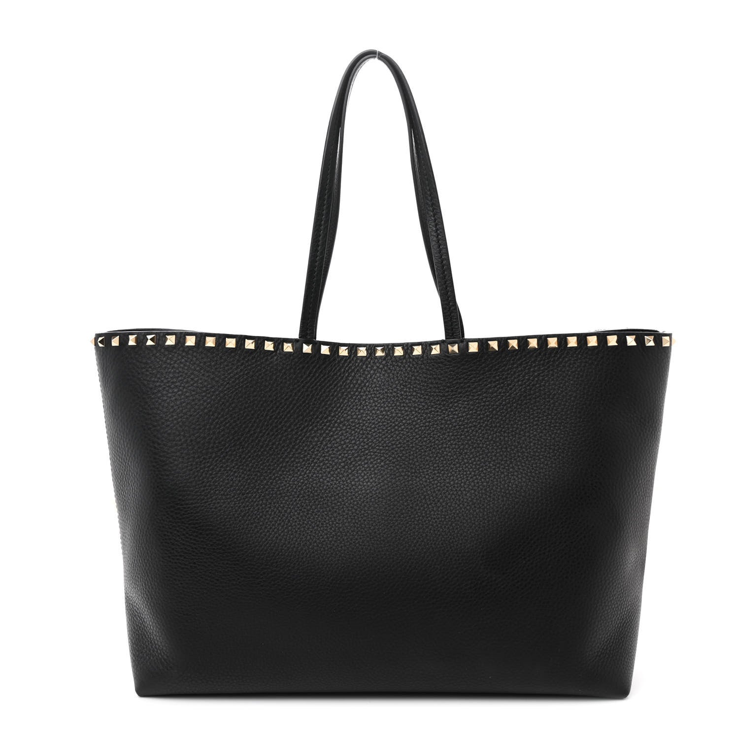 Valentino Garavani Grained Calfskin Rockstud Shoulder Tote Black 1 of 10