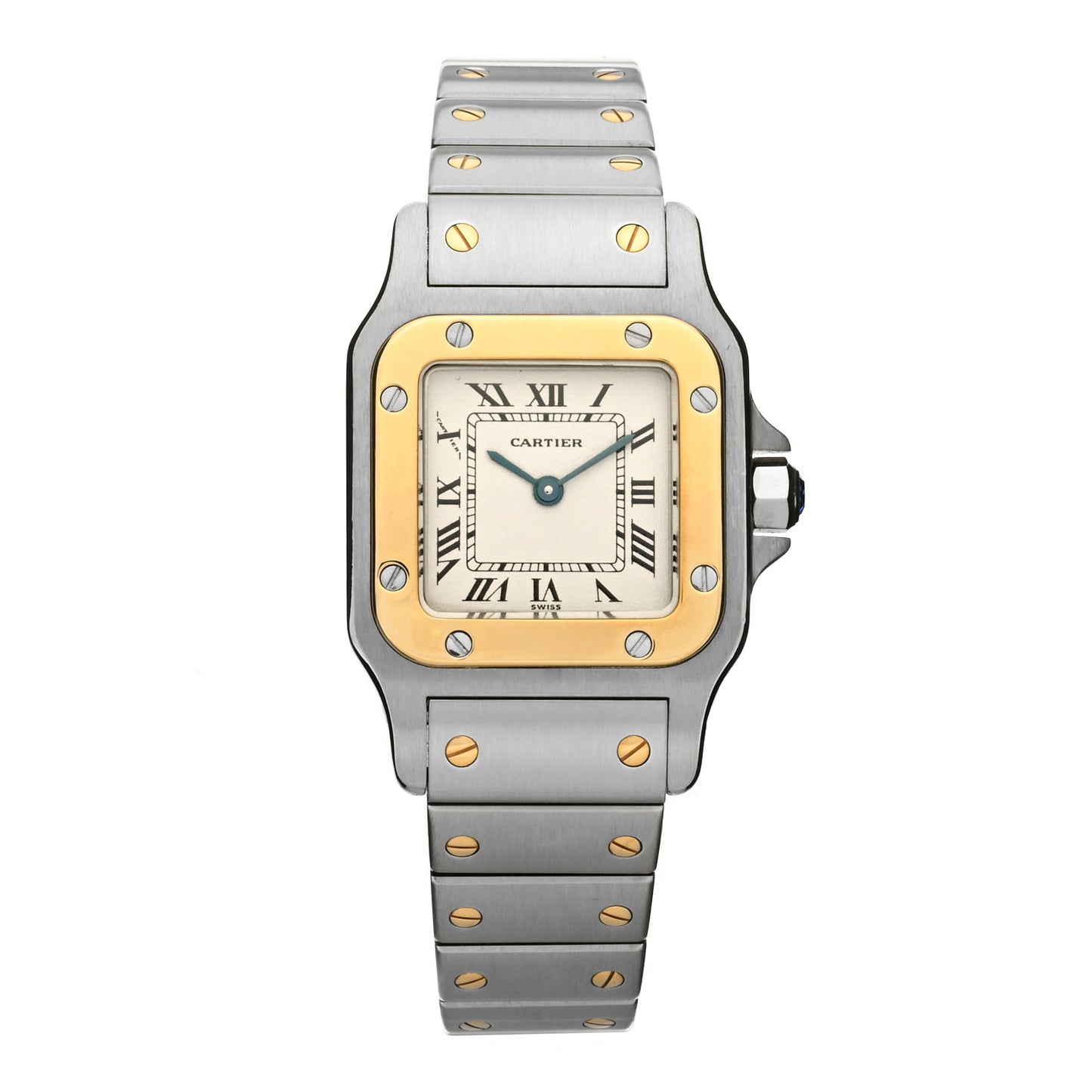 Stainless Steel 18K Yellow Gold 24mm Santos De Cartier Galbee Quartz Watch