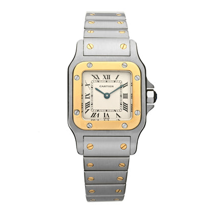Cartier Stainless Steel 18K Yellow Gold 24mm Santos De Cartier Galbee Quartz Watch 1 of 5