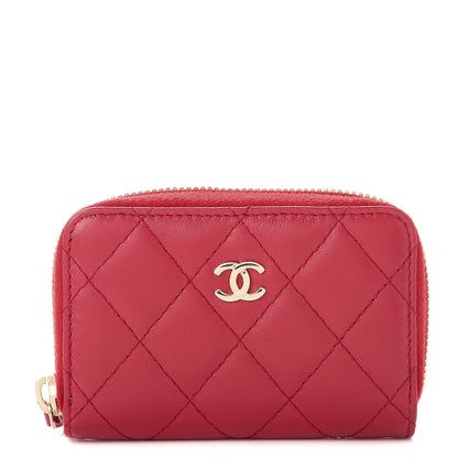 Chanel Lambskin Quilted Zip Around Coin Purse Wallet Fuchsia 1 of 7