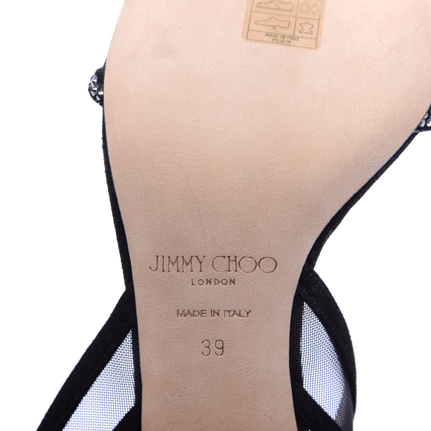 Jimmy Choo Suede Crystal Mesh Betty 85 Sandals 39 Black Anthracite 8 of 9