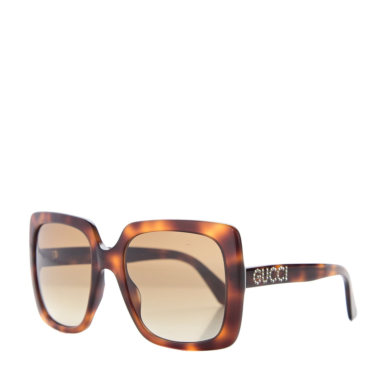 Gucci Square Frame Crystal Sunglasses GG 0418S Tortoiseshell 1 of 10