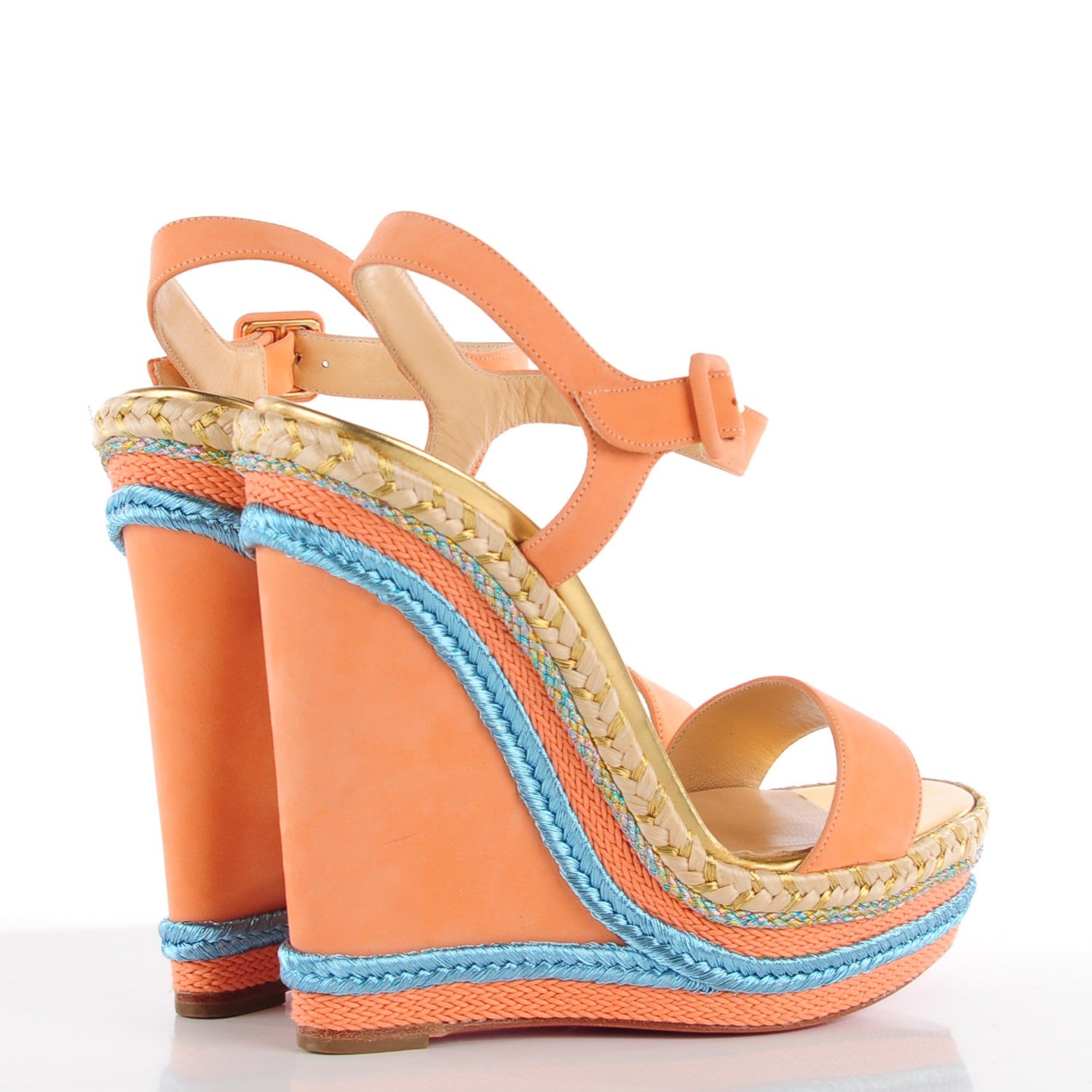 Christian Louboutin Calfskin Rope Cataclou 140 Wedge Sandals 38 Framboise 5 of 14