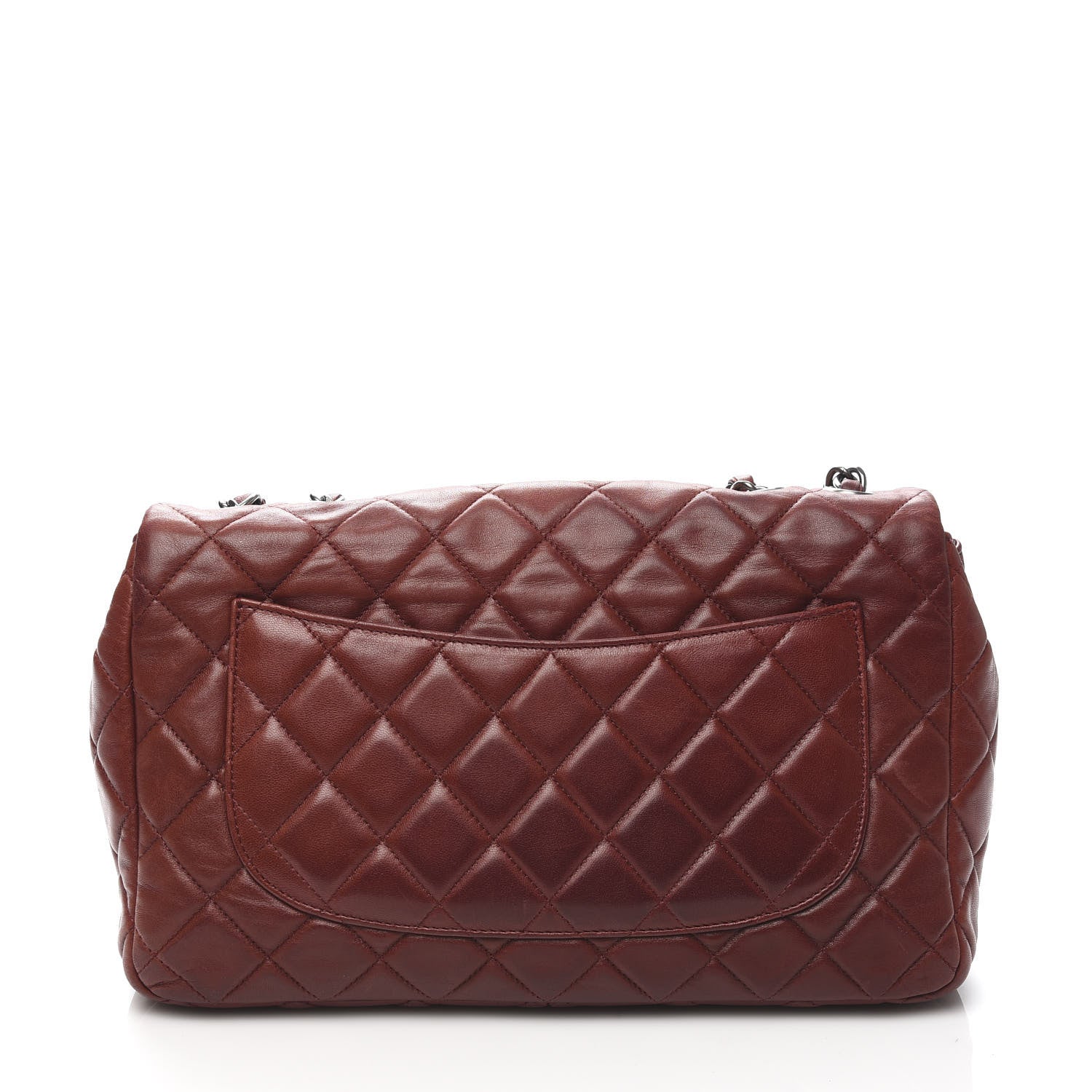 Chanel Lambskin Quilted Jumbo Single Flap Dark Red 12 of 13