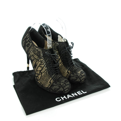 Chanel Lace Pearl Booties 38.5 Black 9 of 9