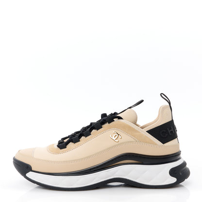 Chanel Velvet Calfskin Mixed Fibers CC Sneakers 41 Beige 1 of 8