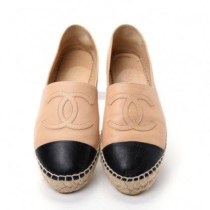 Chanel Lambskin CC Espadrilles 36 Beige Black 5 of 11