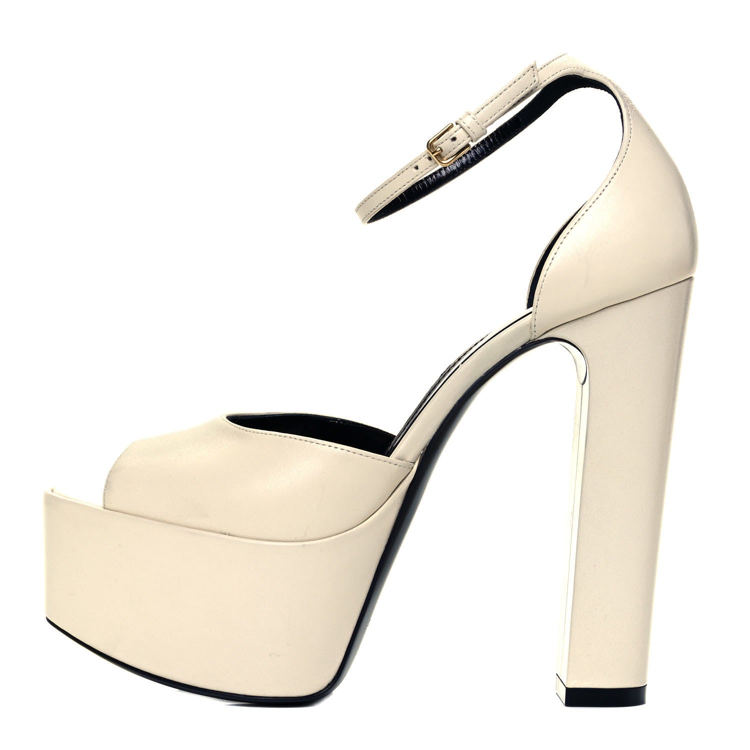 Saint Laurent Goatskin Belfagor Platform Sandals 36.5 Pearl 1 of 13