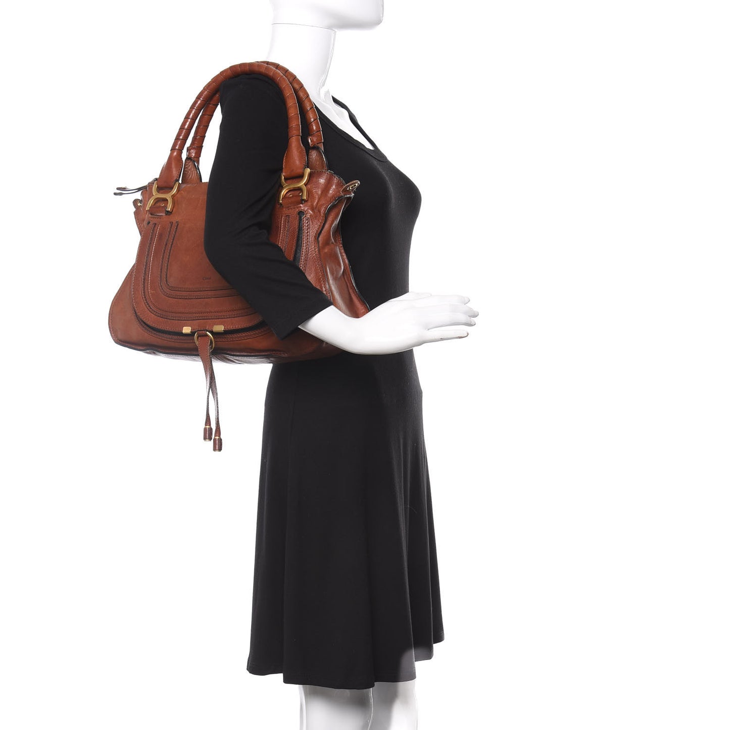 Calfskin Medium Marcie Satchel Mahogany