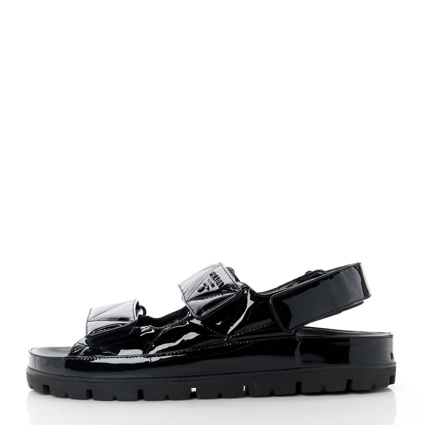 Patent Quilted Padded Slingback Sandals 40 Black