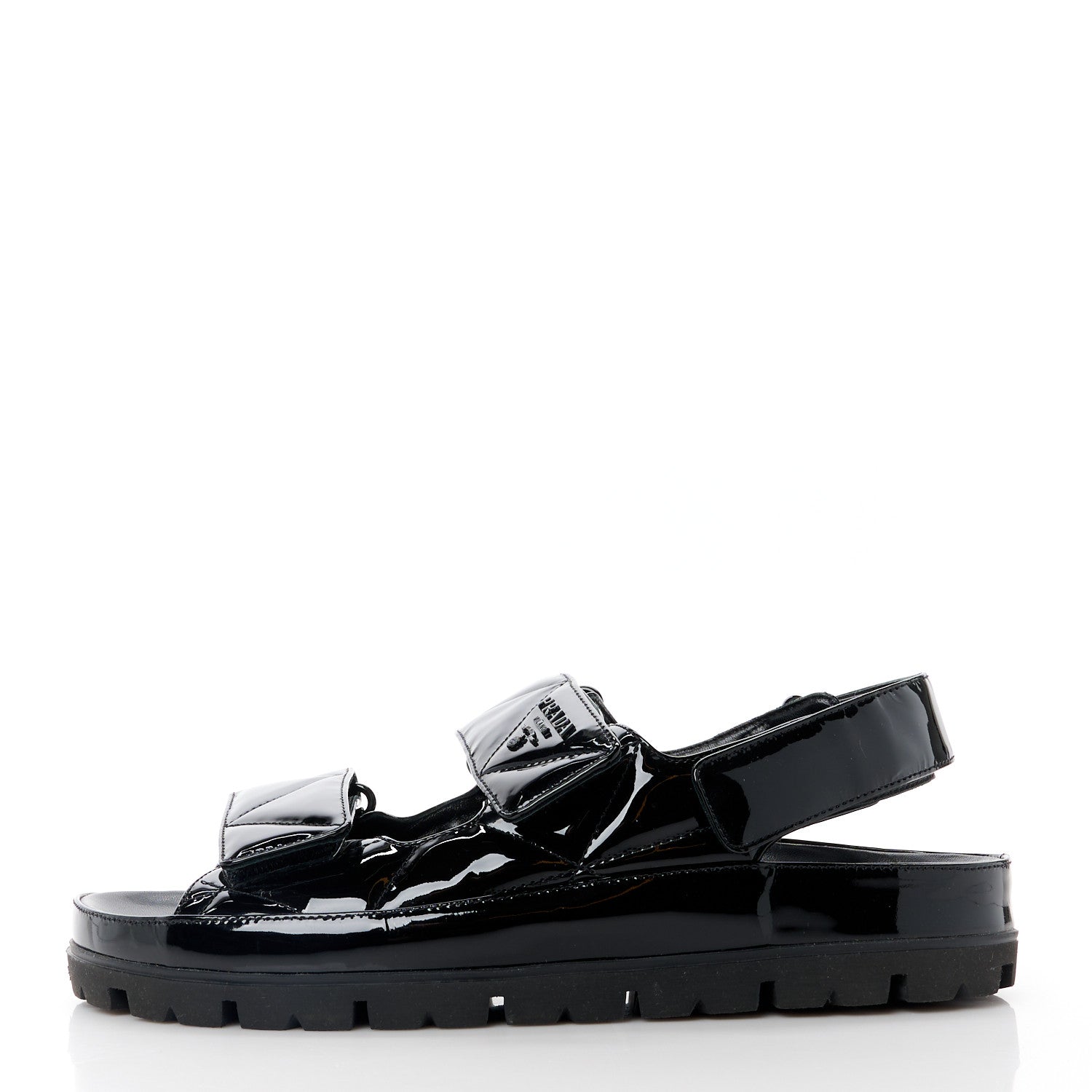 Prada Patent Quilted Padded Slingback Sandals 40 Black 1 of 9