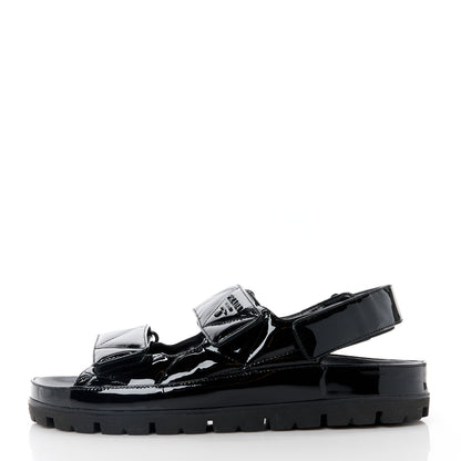 Prada Patent Quilted Padded Slingback Sandals 40 Black 1 of 9