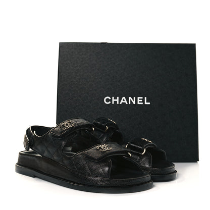 Chanel Grained Calfskin Velcro Dad Sandals 38.5 Black 8 of 8