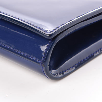 Saint Laurent Patent Calfskin Monogram Large Belle De Jour Clutch Royal Blue 10 of 10