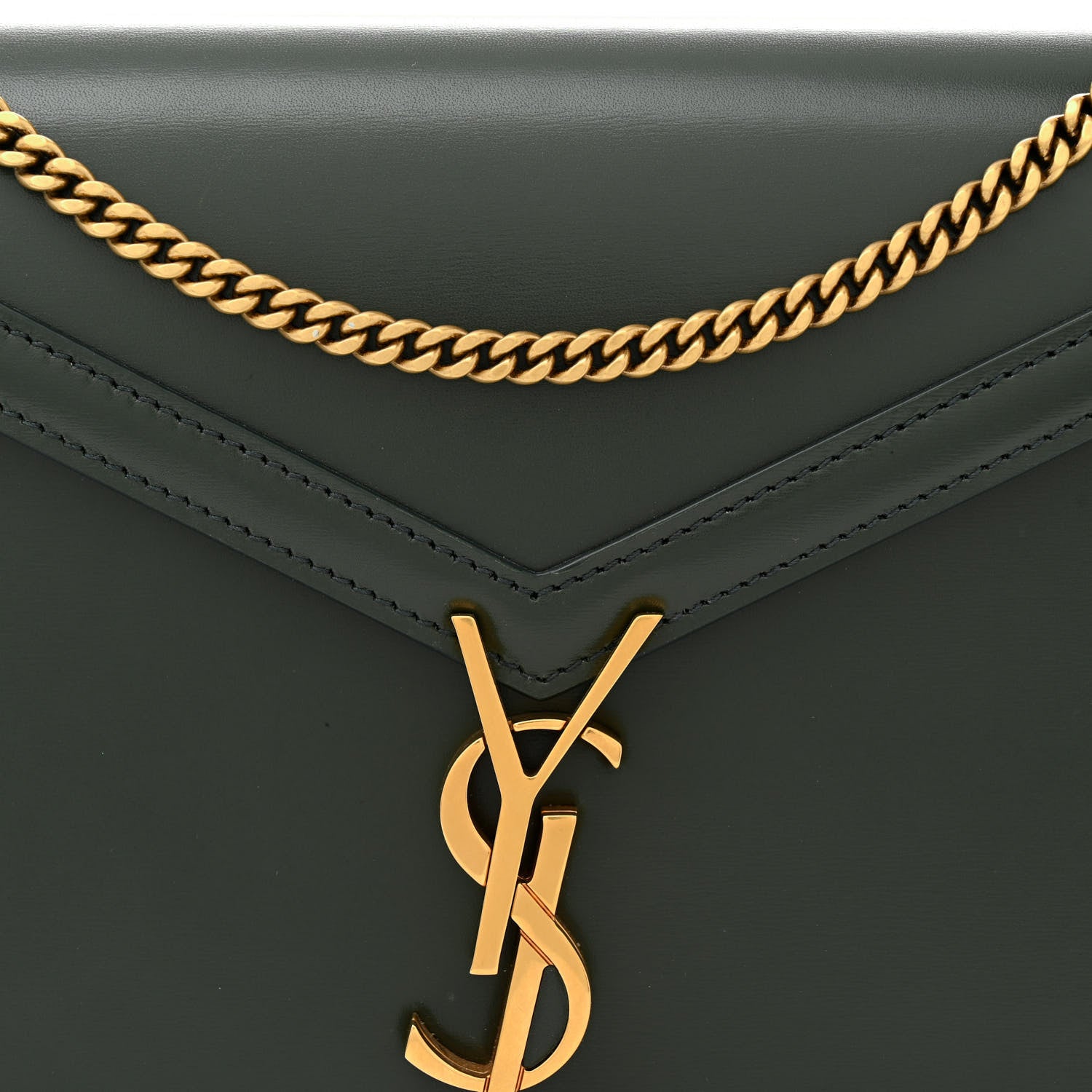 Saint Laurent Smooth Calfskin Monogram Cassandra Clasp Bag Dark Green 8 of 13