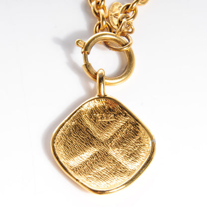 Chanel Quilted Pendant Chain Necklace Gold 5 of 8