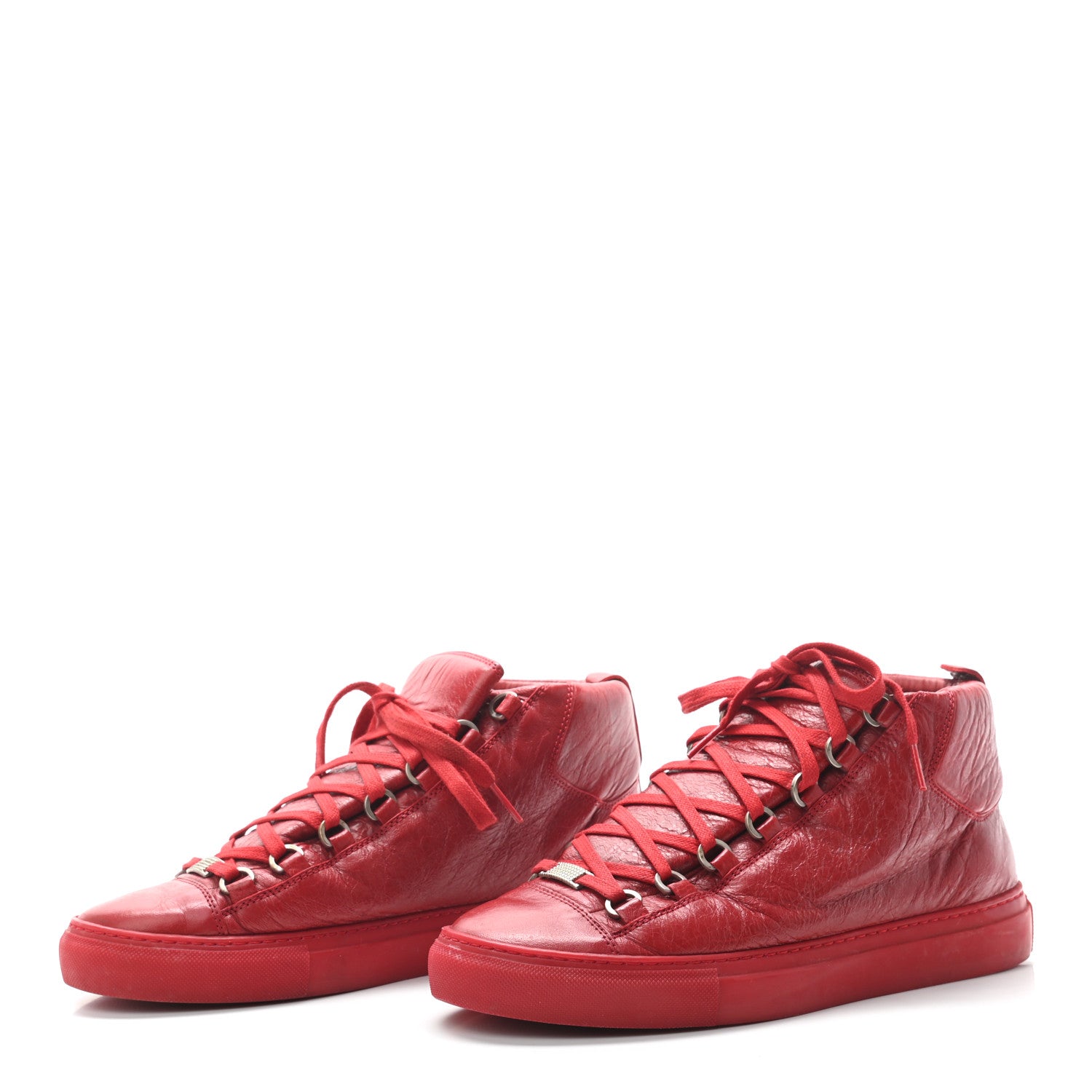 Balenciaga Crinkled Calfskin Womens Arena Sneaker 40 Rouge Grenade 3 of 8