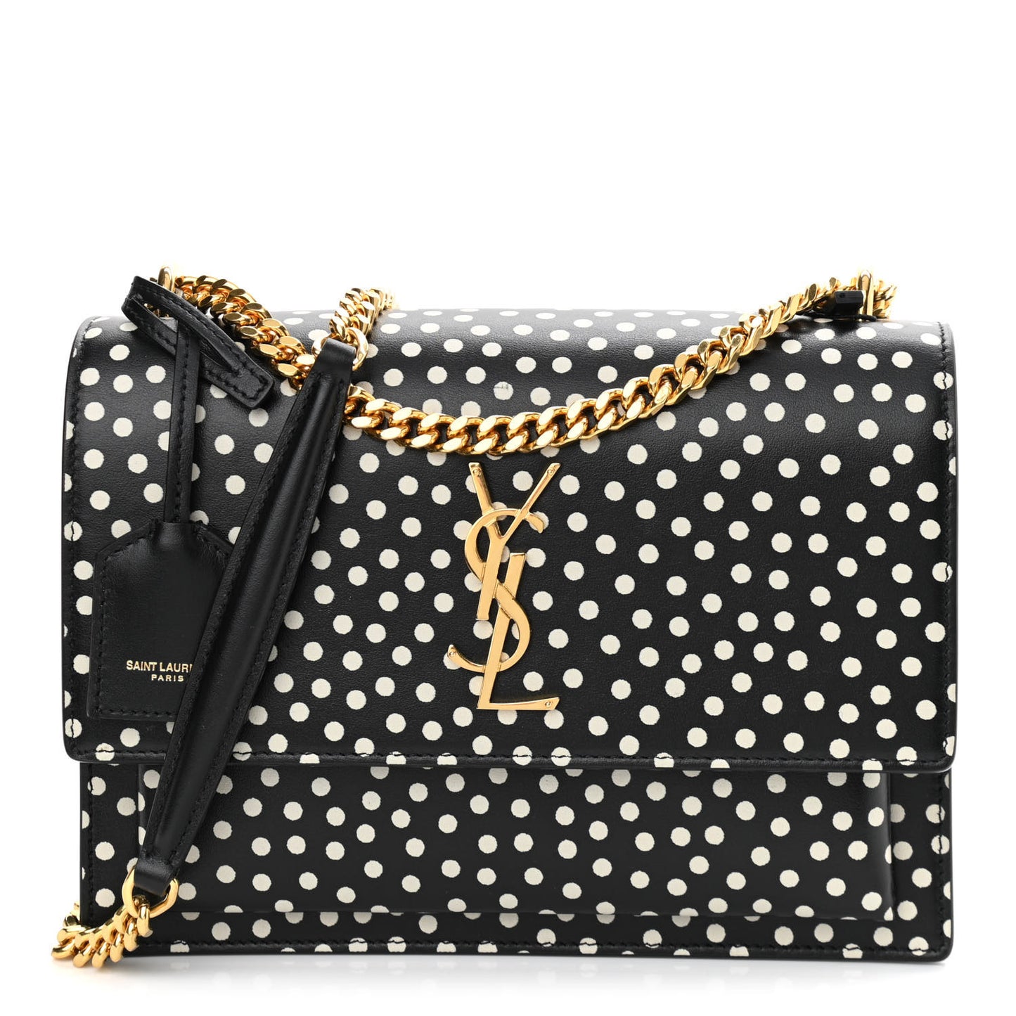 Calfskin Polka Dot Medium Monogram Sunset Black White