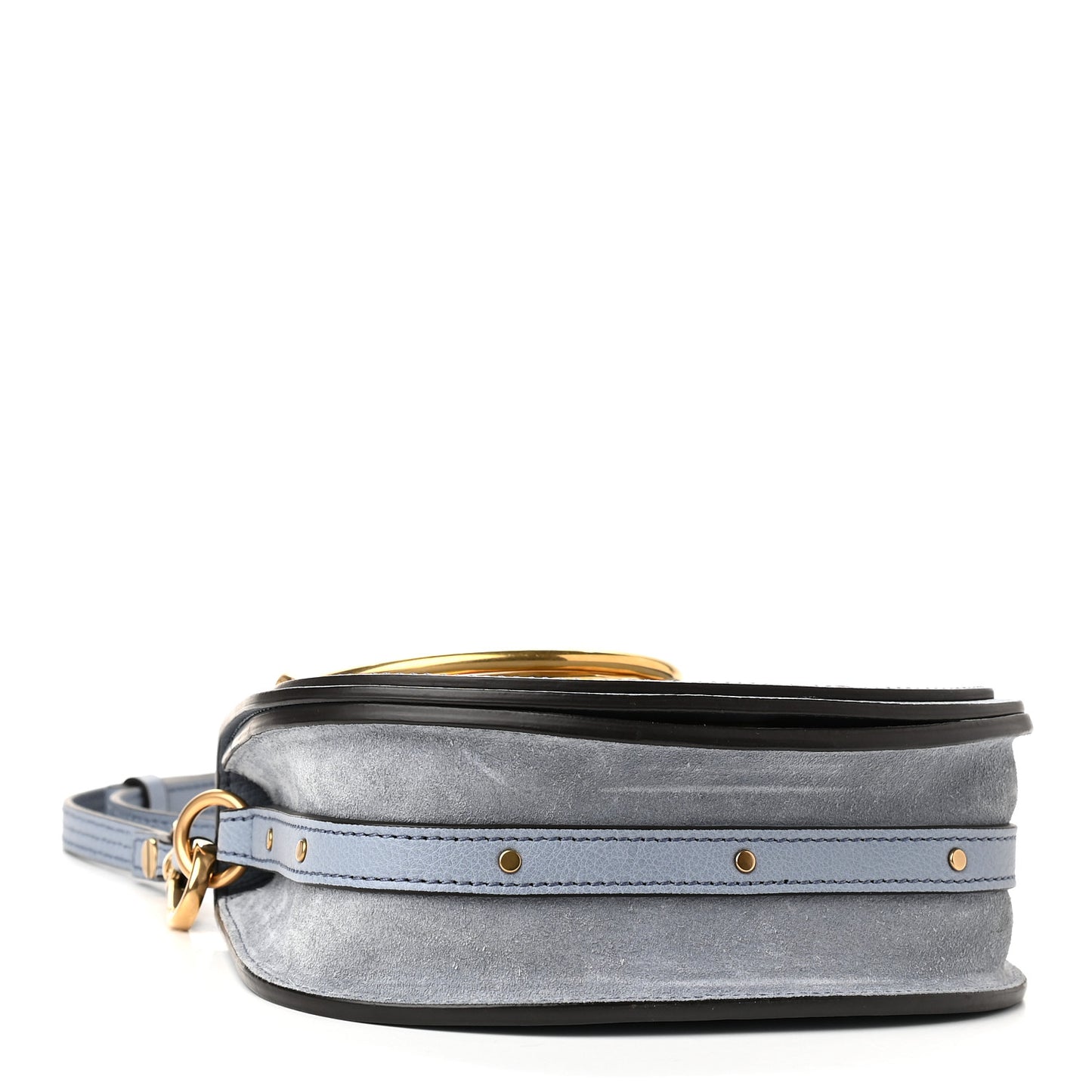Calfskin Suede Small Nile Bracelet Bag Cloudy Blue