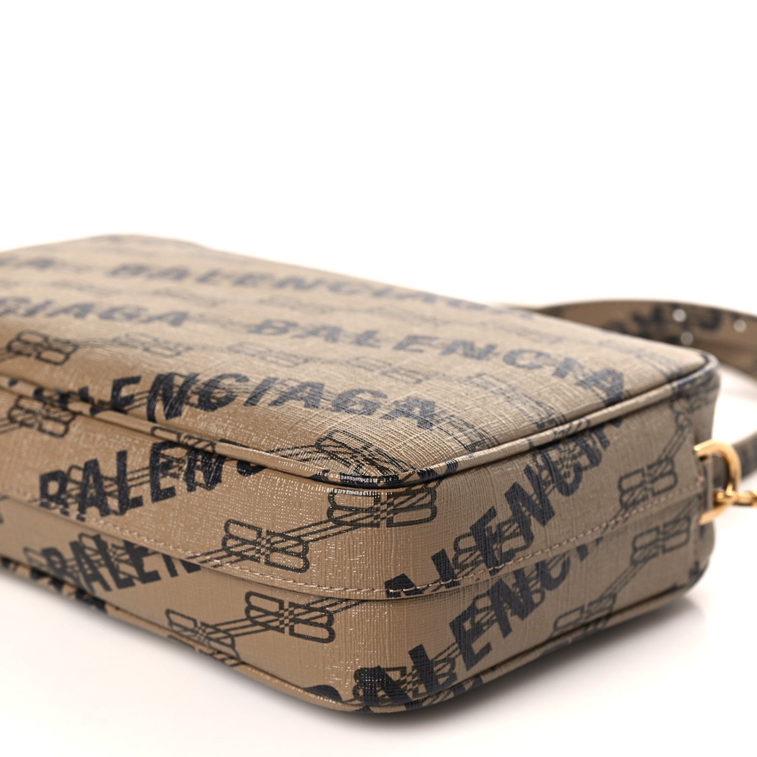 Balenciaga Coated Canvas BB Monogram Allover Logo Medium Signature Camera Bag Beige Brown Black 9 of 9