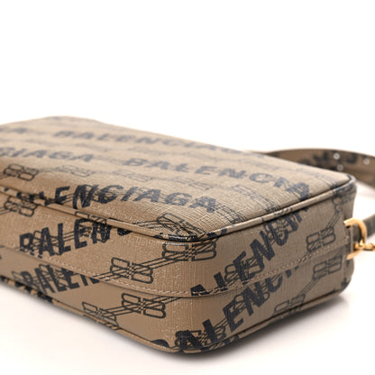Balenciaga Coated Canvas BB Monogram Allover Logo Medium Signature Camera Bag Beige Brown Black 9 of 9