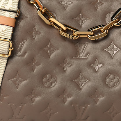 Louis Vuitton Lambskin Embossed Monogram Coussin PM Taupe 6 of 9