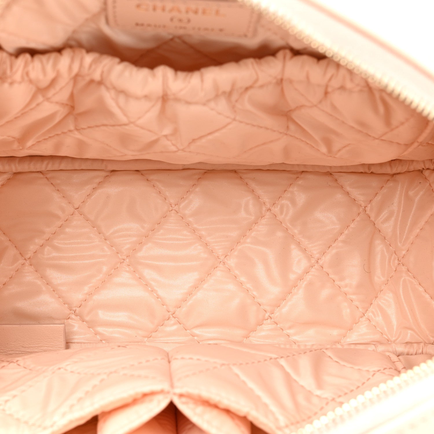 Chanel Caviar Quilted Medium Curvy Pouch Cosmetic Case Beige 5 of 10