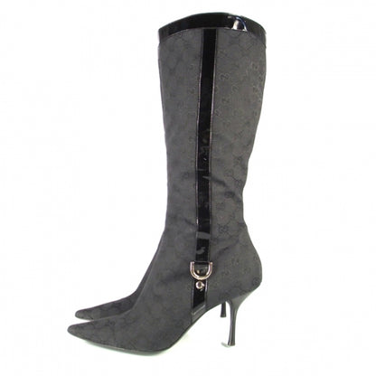 Gucci Monogram Patent Tall Boots 10.5 Black 2 of 6
