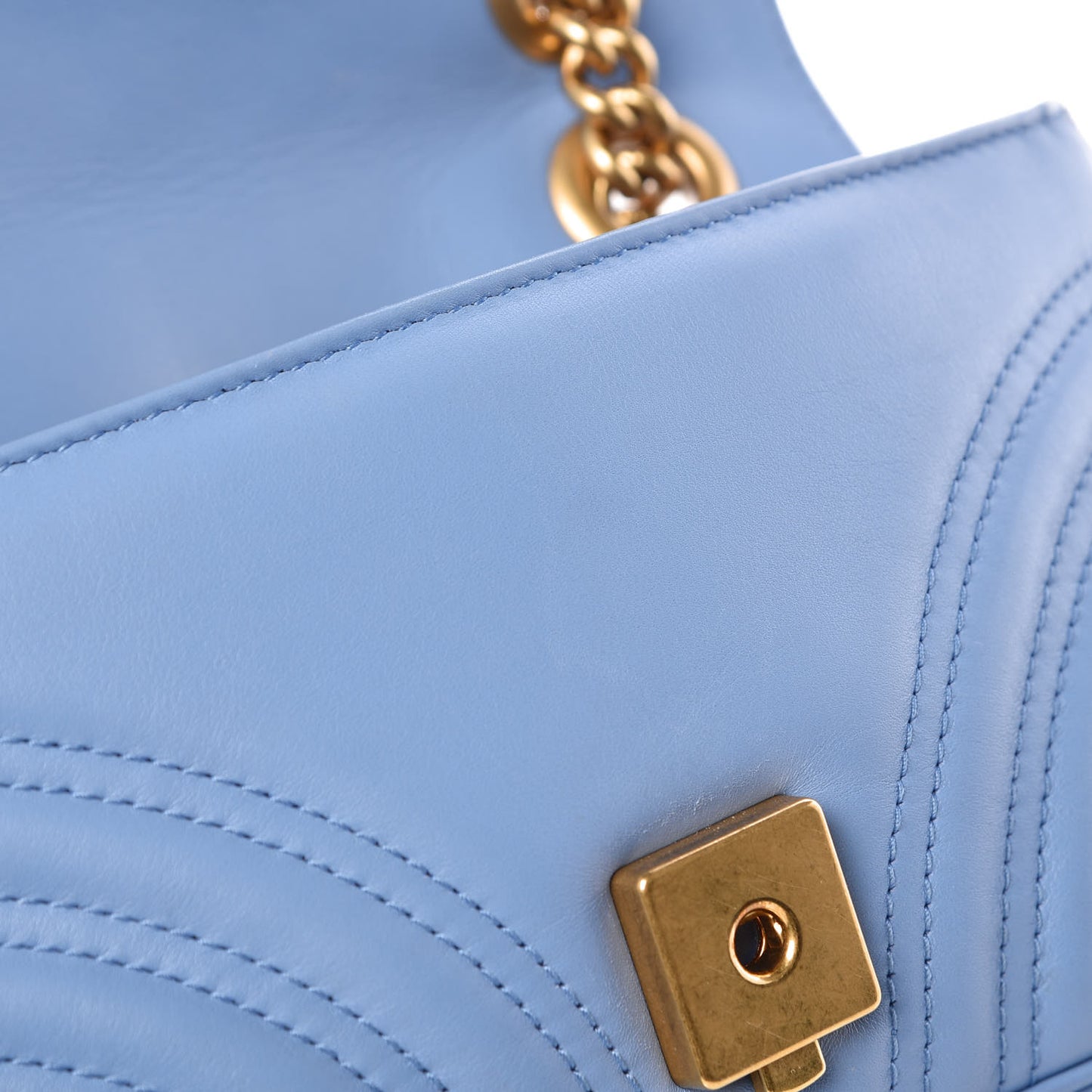 Calfskin Matelasse Mini GG Marmont Shoulder Bag Clear Sky Blue