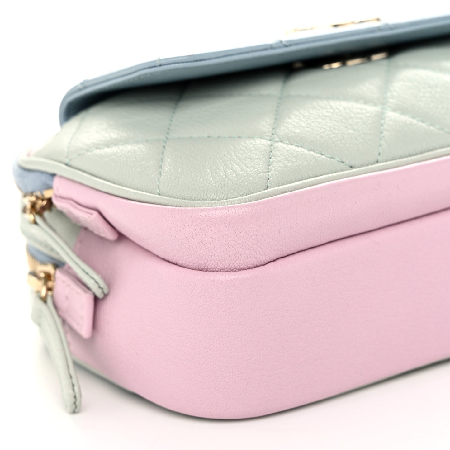 Goatskin Quilted Waist Bag Green Blue Pink