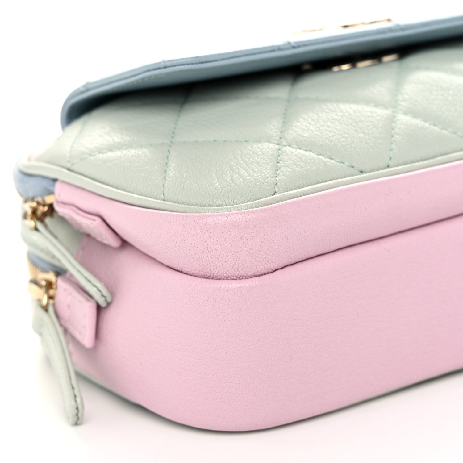 Chanel Goatskin Quilted Waist Bag Green Blue Pink 10 of 13