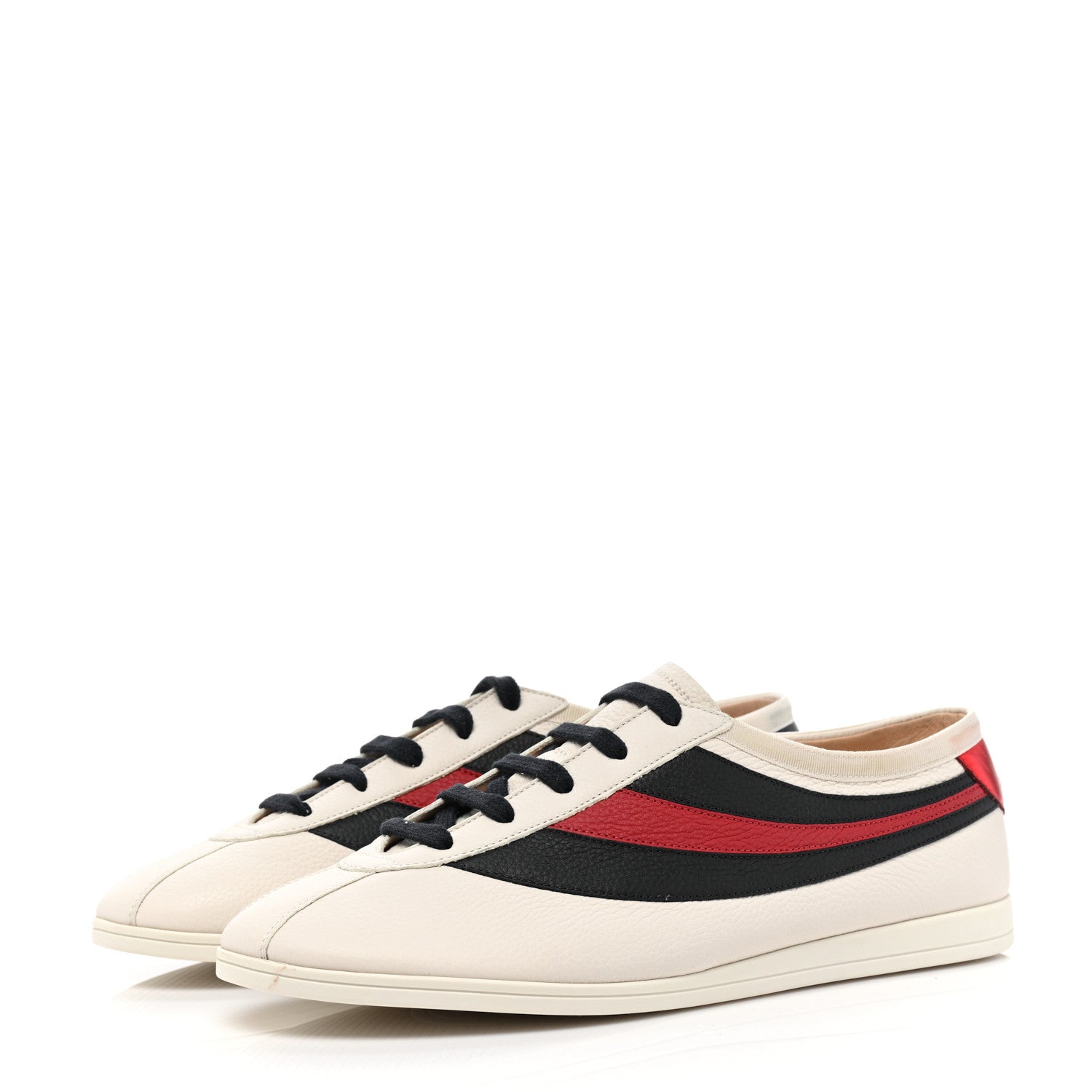 Gucci Calfskin Mens Web Falacer Sneakers 8 White Blue 3 of 10