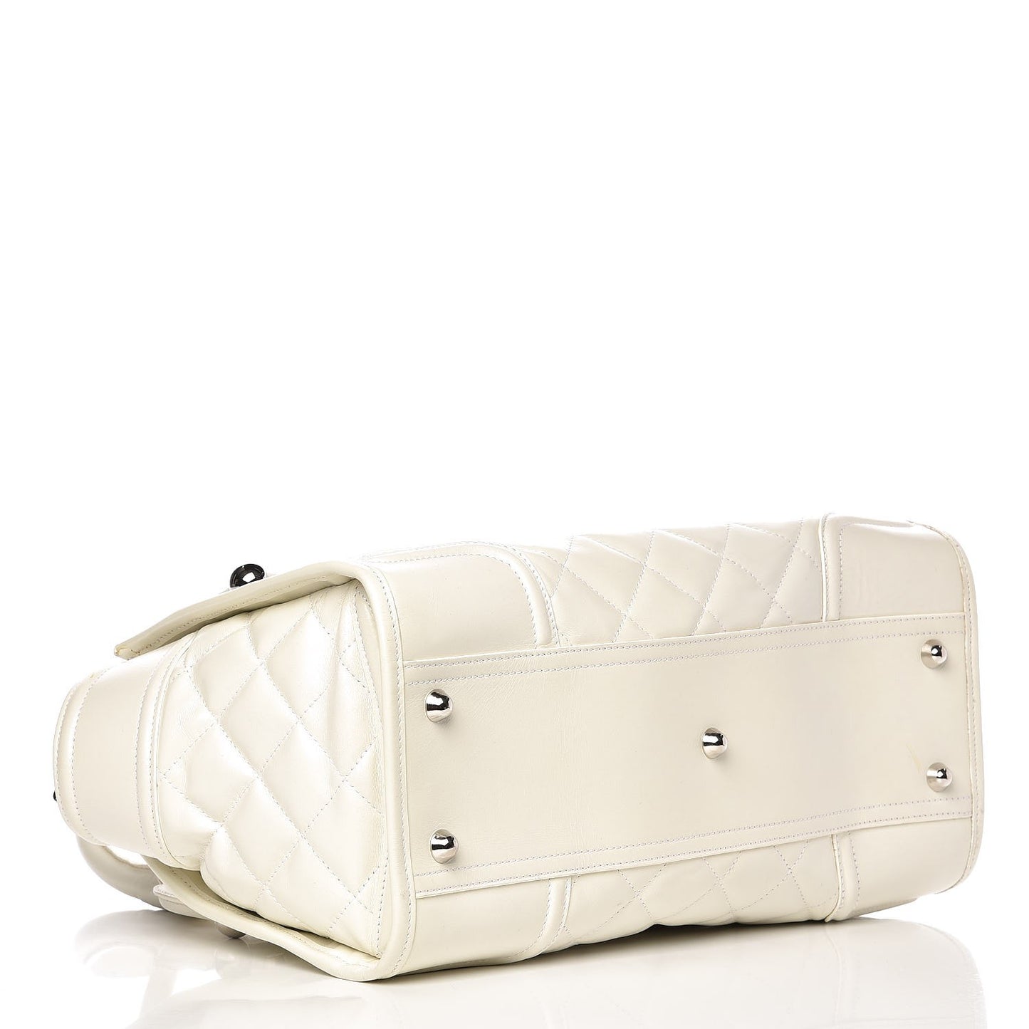 Leather Quilted Large Manor Tote White