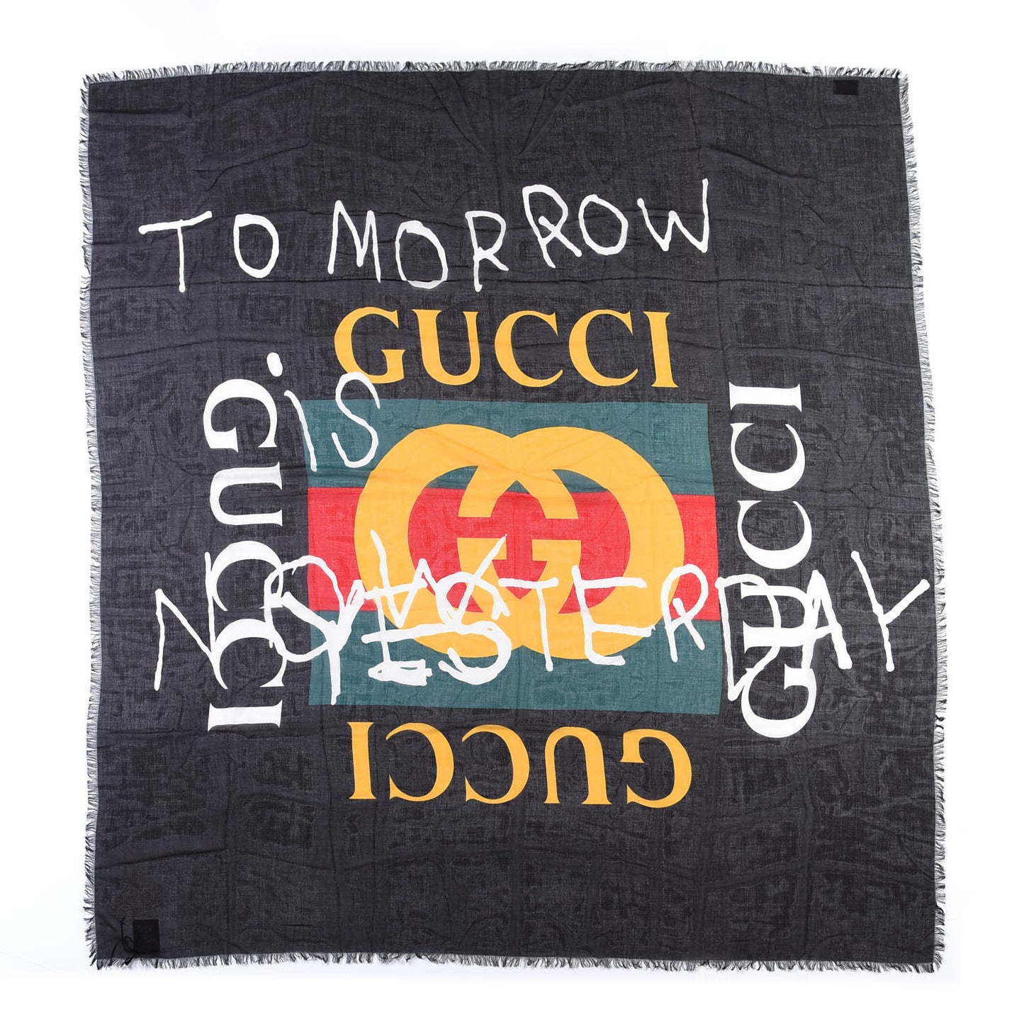 Modal Silk Coco Capitan Logo Square Scarf Black