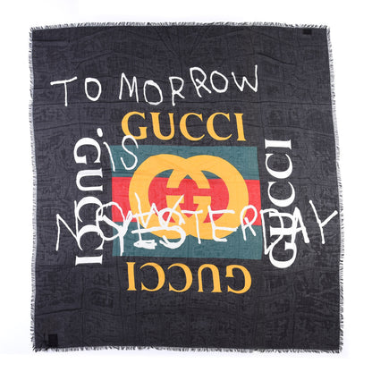 Gucci Modal Silk Coco Capitan Logo Square Scarf Black 1 of 4
